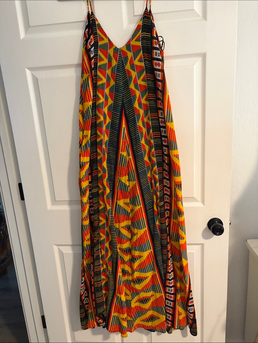 V-Neck Sleeveless Maxi Dress in Yellow Multi-Print